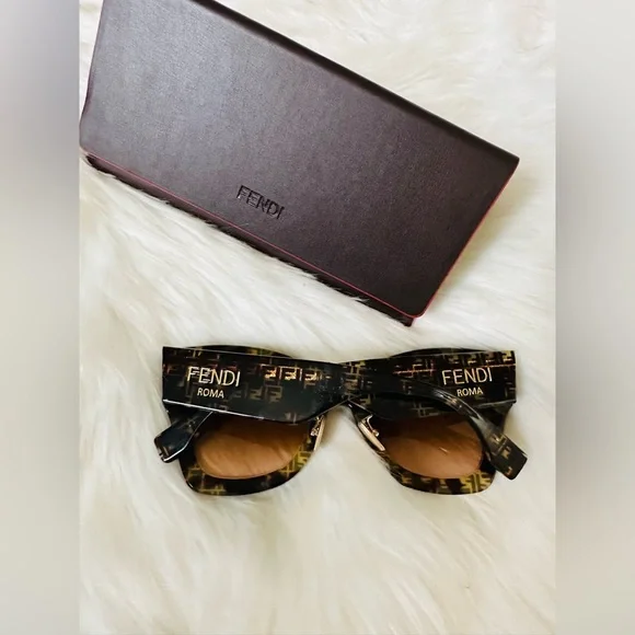 FENDI FF logo acetate sunglasses in Havana print - Picture 5 of 14